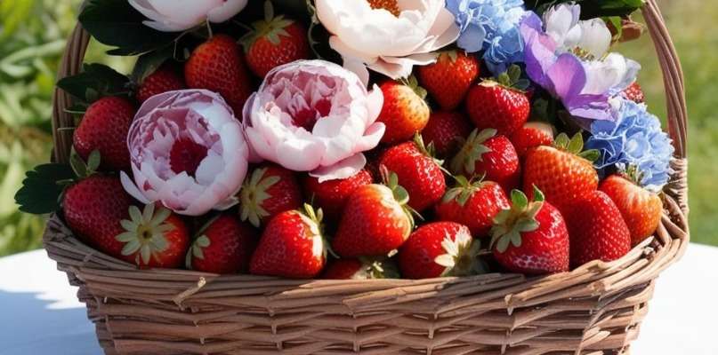 Fête des mères Fraises et fleurs
